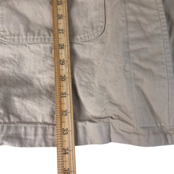 Denim & Co Chore Barn Jacket Medium Beige Hood Toggle Duffle Coat Fleece Lined - Picture 10 of 16